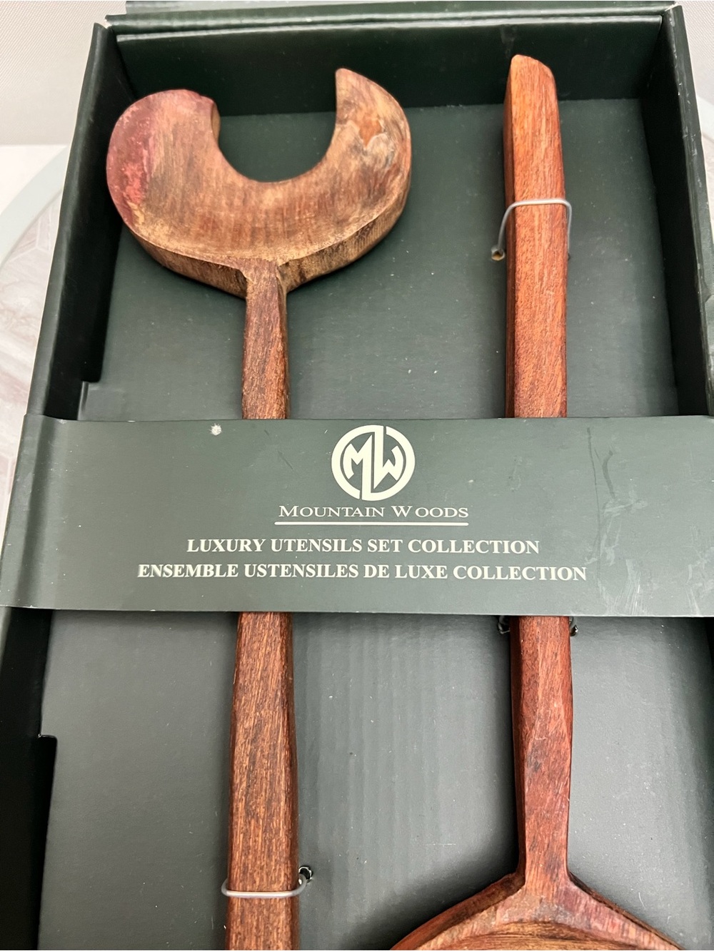 Mountain Woods 2-Piece Wood Salad Server Utensil Set Spoon Fork 12” Boxed - Picture 2 of 7